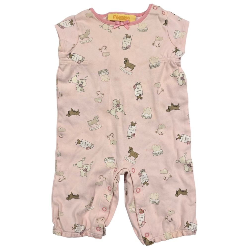 Gymboree Vintage 2004 Pink Puppy Dog Cotton Romper 3-6 Baby Girl Best in Show